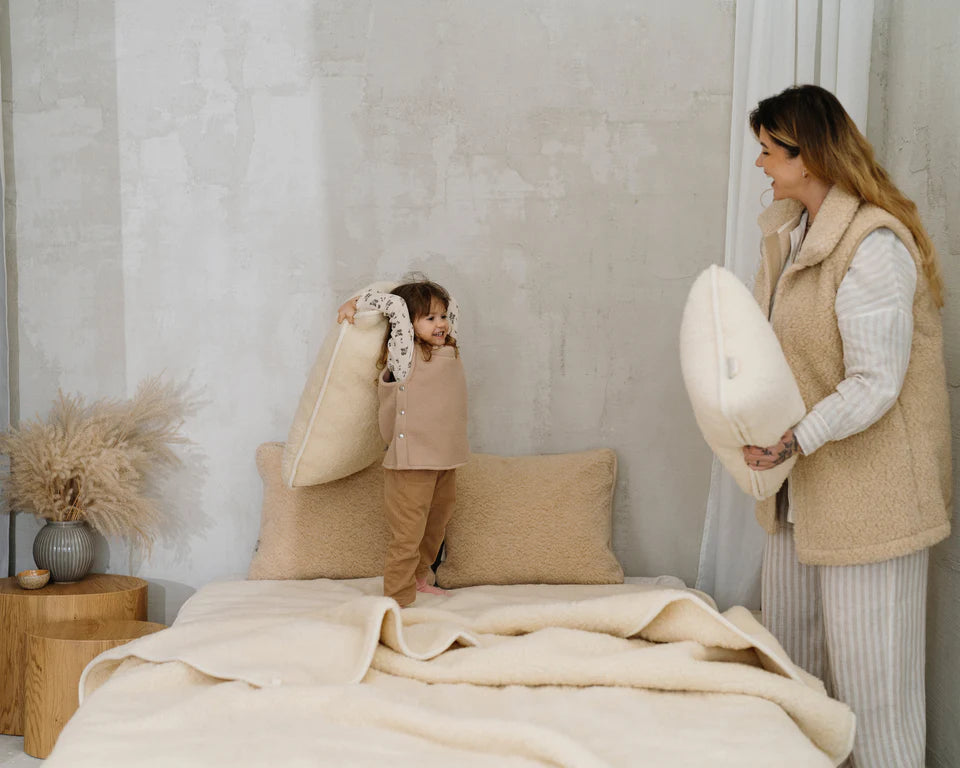 Merino wool blanket "Marzipan" | single layer