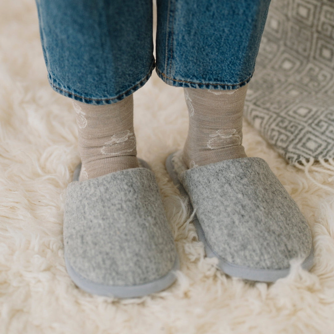 Merino wool slippers Marble at home