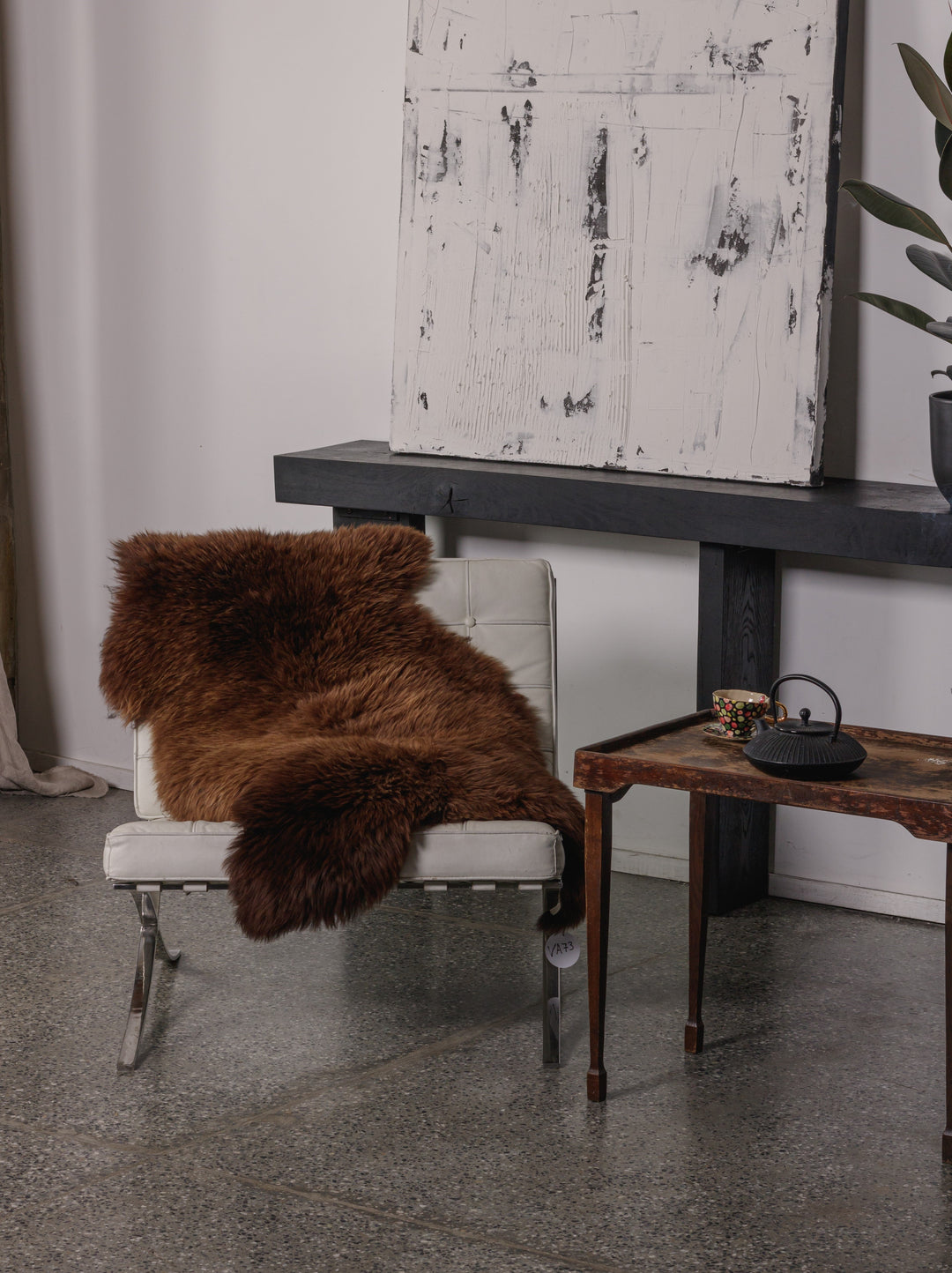 Brown sheepskin rug
